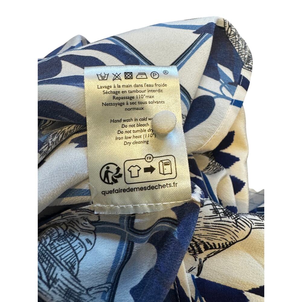 Sezane x Inoui Editions Pierro Shirt 100% Silk Rare Bird Jungle Print Size 38/M - Picture 7 of 7